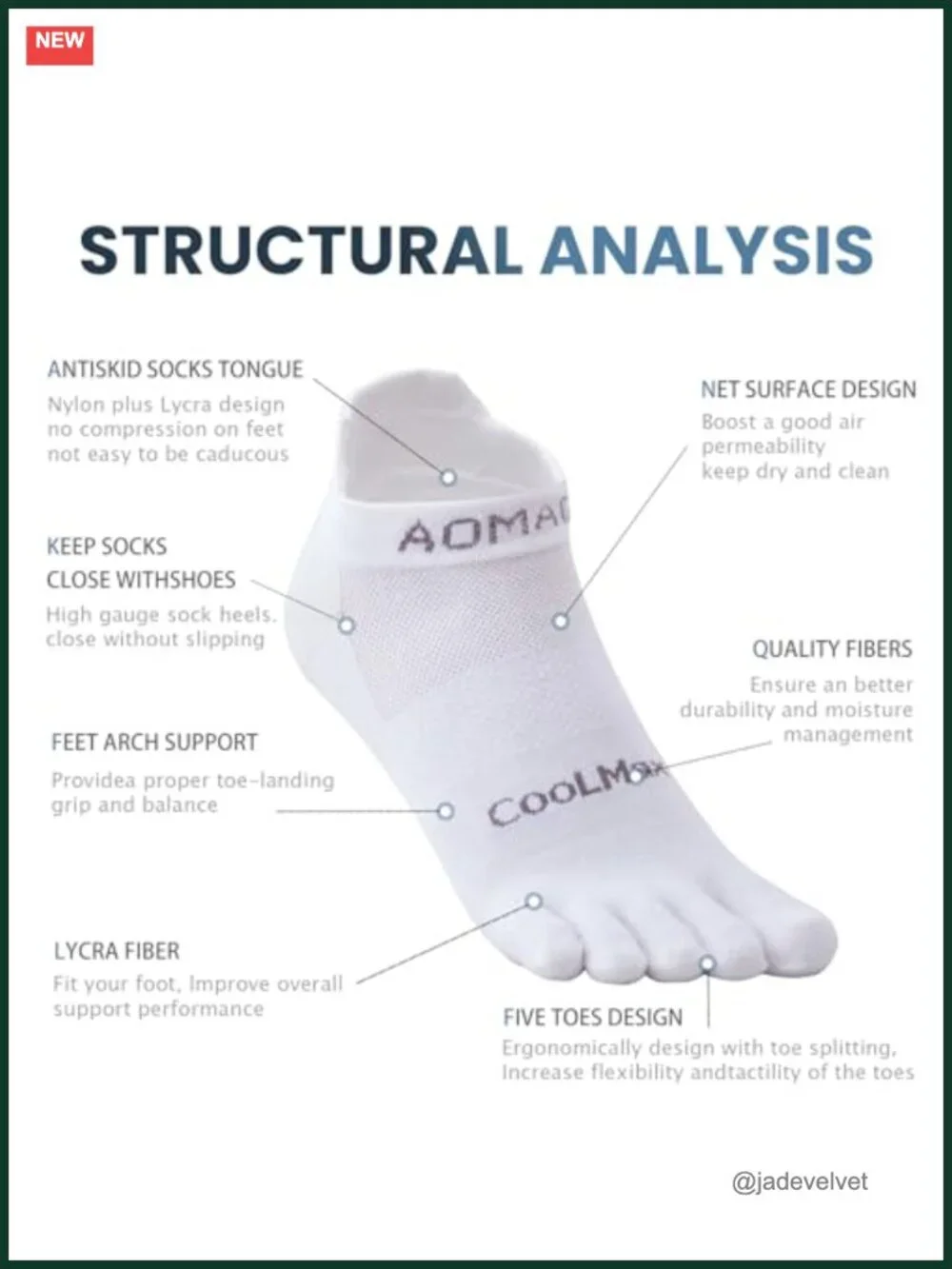 Coolmax Five Finger Toe Socks Athletic Running 3 Pairs